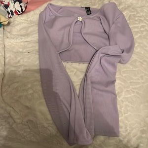 purple button jacket